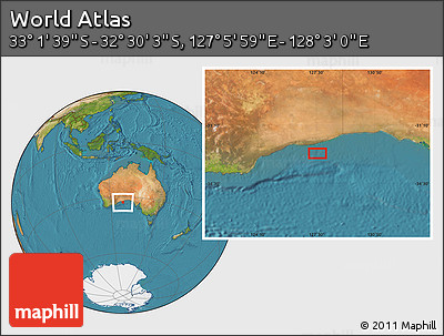 Satellite Location Map of the Area around 32° 45' 51" S, 127° 34' 30" E