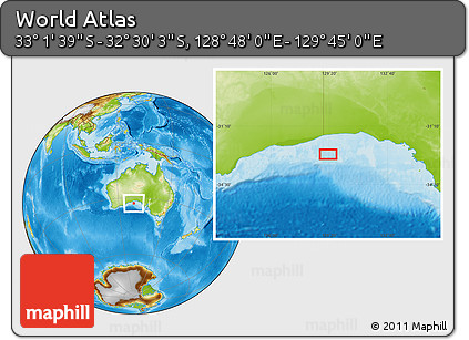 Physical Location Map of the Area around 32° 45' 51" S, 129° 16' 30" E