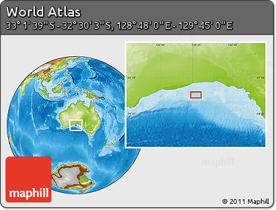 Physical Location Map of the Area around 32° 45' 51" S, 129° 16' 30" E