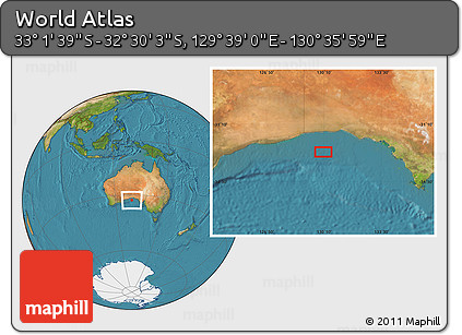 Satellite Location Map of the Area around 32° 45' 51" S, 130° 7' 30" E
