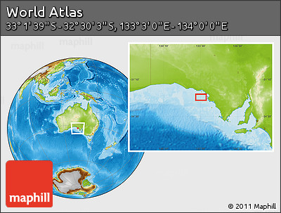 Physical Location Map of the Area around 32° 45' 51" S, 133° 31' 30" E