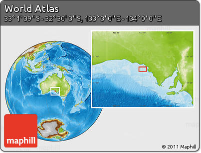 Physical Location Map of the Area around 32° 45' 51" S, 133° 31' 30" E