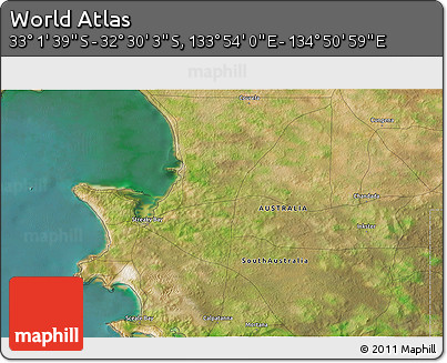 Satellite 3D Map of the Area around 32° 45' 51" S, 134° 22' 30" E