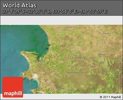 Satellite 3D Map of the Area around 32° 45' 51" S, 134° 22' 30" E