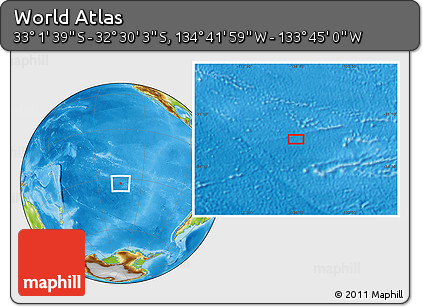 Physical Location Map of the Area around 32° 45' 51" S, 134° 13' 29" W