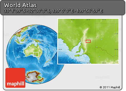 Physical Location Map of the Area around 32° 45' 51" S, 139° 28' 29" E