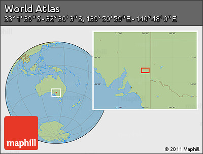 Savanna Style Location Map of the Area around 32° 45' 51" S, 140° 19' 29" E