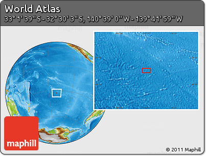 Physical Location Map of the Area around 32° 45' 51" S, 140° 10' 30" W
