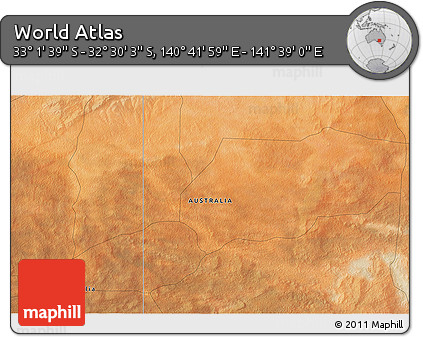 Satellite 3D Map of the Area around 32° 45' 51" S, 141° 10' 30" E