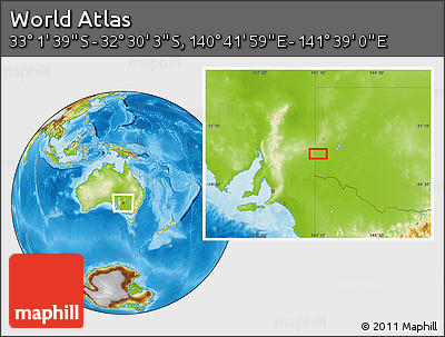 Physical Location Map of the Area around 32° 45' 51" S, 141° 10' 30" E