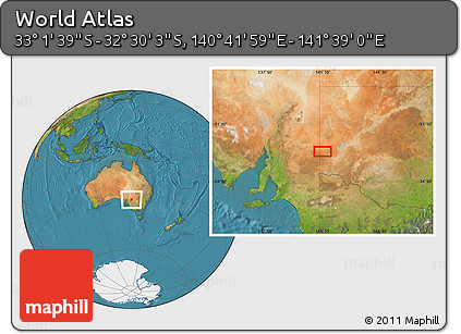 Satellite Location Map of the Area around 32° 45' 51" S, 141° 10' 30" E