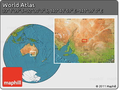 Satellite Location Map of the Area around 32° 45' 51" S, 141° 10' 30" E