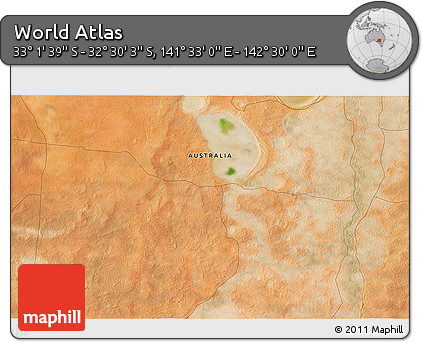 Satellite 3D Map of the Area around 32° 45' 51" S, 142° 1' 30" E