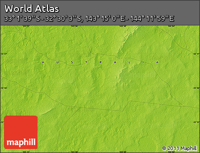 Physical Map of the Area around 32° 45' 51" S, 143° 43' 29" E