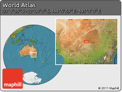 Satellite Location Map of the Area around 32° 45' 51" S, 144° 34' 29" E