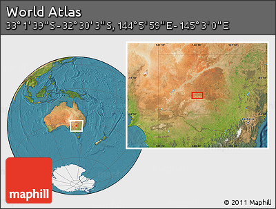 Satellite Location Map of the Area around 32° 45' 51" S, 144° 34' 29" E