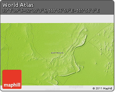 Physical 3D Map of the Area around 32° 45' 51" S, 145° 25' 30" E