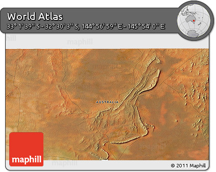 Satellite 3D Map of the Area around 32° 45' 51" S, 145° 25' 30" E