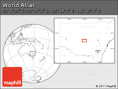 Blank Location Map of the Area around 32° 45' 51" S, 146° 16' 30" E
