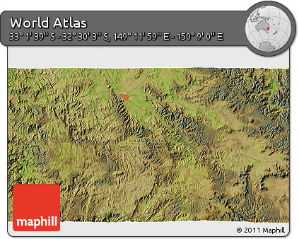 Satellite 3D Map of the Area around 32° 45' 51" S, 149° 40' 30" E