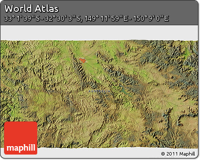 Satellite 3D Map of the Area around 32° 45' 51" S, 149° 40' 30" E