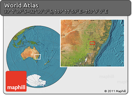 Satellite Location Map of the Area around 32° 45' 51" S, 149° 40' 30" E