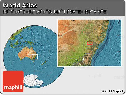 Satellite Location Map of the Area around 32° 45' 51" S, 149° 40' 30" E