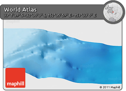 Physical Panoramic Map of the Area around 32° 45' 51" S, 153° 4' 29" E