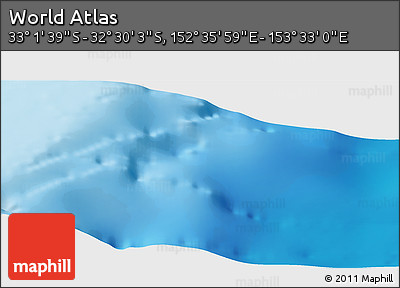 Physical Panoramic Map of the Area around 32° 45' 51" S, 153° 4' 29" E