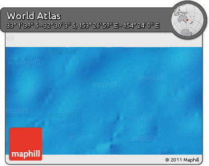Physical 3D Map of the Area around 32° 45' 51" S, 153° 55' 30" E