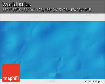Physical 3D Map of the Area around 32° 45' 51" S, 153° 55' 30" E
