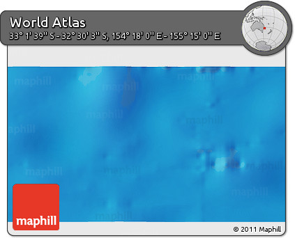 Physical 3D Map of the Area around 32° 45' 51" S, 154° 46' 30" E