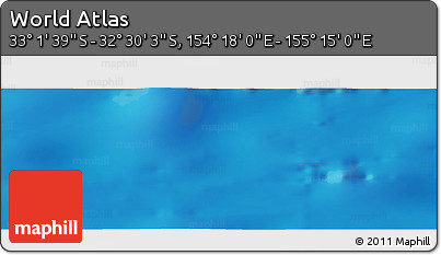 Physical Panoramic Map of the Area around 32° 45' 51" S, 154° 46' 30" E