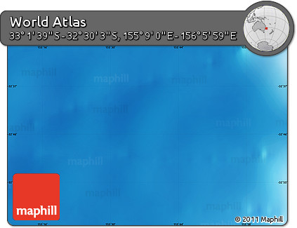 Physical Map of the Area around 32° 45' 51" S, 155° 37' 30" E