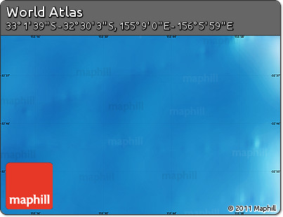 Physical Map of the Area around 32° 45' 51" S, 155° 37' 30" E