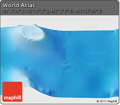 Physical 3D Map of the Area around 32° 45' 51" S, 156° 28' 29" E