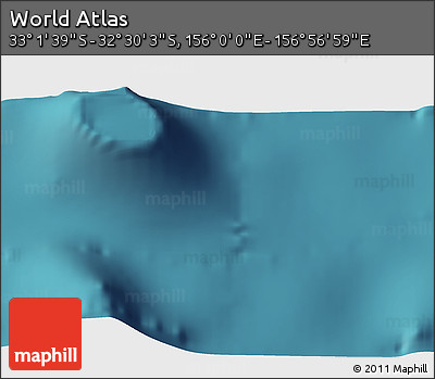Satellite 3D Map of the Area around 32° 45' 51" S, 156° 28' 29" E