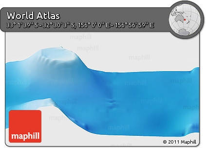 Physical Panoramic Map of the Area around 32° 45' 51" S, 156° 28' 29" E