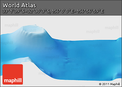Physical Panoramic Map of the Area around 32° 45' 51" S, 156° 28' 29" E