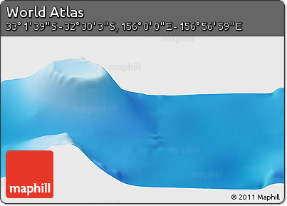 Physical Panoramic Map of the Area around 32° 45' 51" S, 156° 28' 29" E
