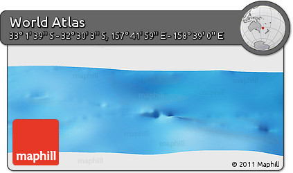 Physical Panoramic Map of the Area around 32° 45' 51" S, 158° 10' 30" E