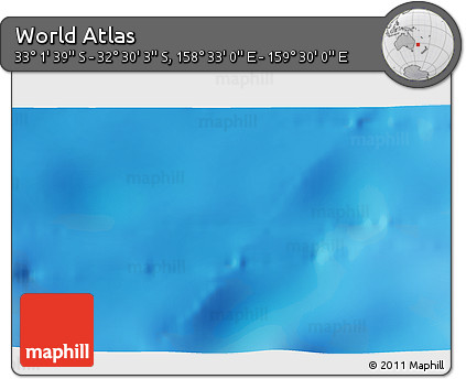 Physical 3D Map of the Area around 32° 45' 51" S, 159° 1' 30" E