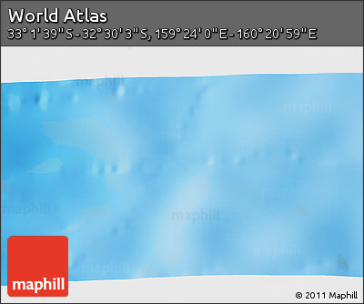 Physical 3D Map of the Area around 32° 45' 51" S, 159° 52' 30" E