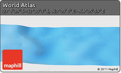 Physical Panoramic Map of the Area around 32° 45' 51" S, 164° 7' 30" E