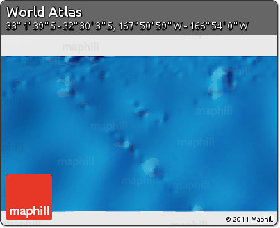 Physical 3D Map of the Area around 32° 45' 51" S, 167° 22' 30" W