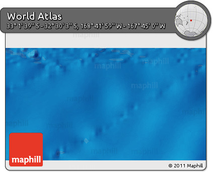 Shaded Relief 3D Map of the Area around 32° 45' 51" S, 168° 13' 29" W