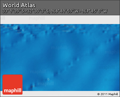 Shaded Relief 3D Map of the Area around 32° 45' 51" S, 168° 13' 29" W