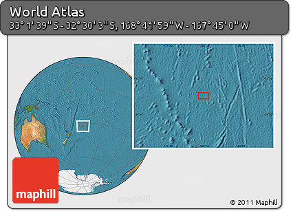 Satellite Location Map of the Area around 32° 45' 51" S, 168° 13' 29" W