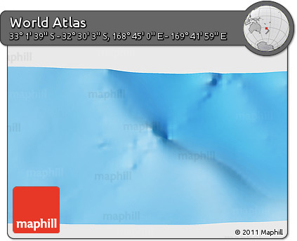 Physical 3D Map of the Area around 32° 45' 51" S, 169° 13' 29" E