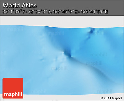 Physical 3D Map of the Area around 32° 45' 51" S, 169° 13' 29" E